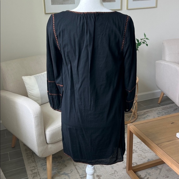 Madewell Signal Embroidered Black Mini Shift Tunic Dress Size Small Fall Autumn - Picture 12 of 13